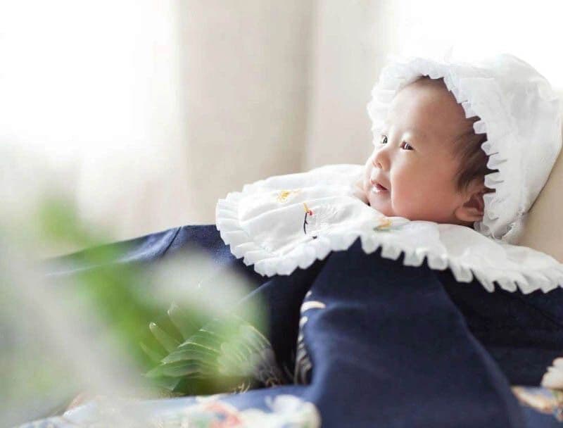 徳島のお宮参り写真｜祝い着で赤ちゃん一人写し