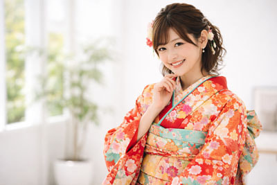 振り袖を着ての撮影