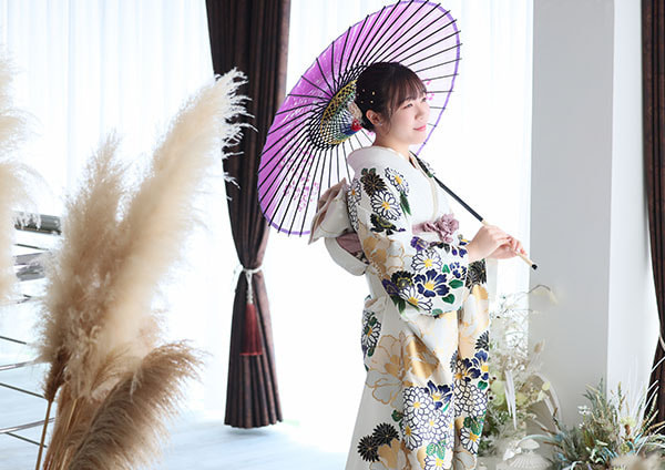 振り袖での成人式記念写真