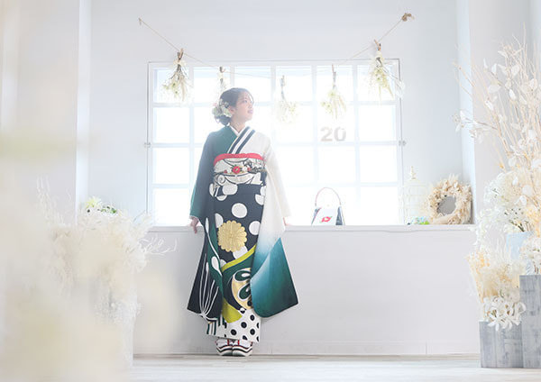 振り袖での成人式記念写真